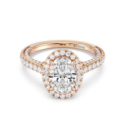 Enchanted Star Diamond And Gold Disney Princess Jasmine Cathedral Halo Engagement Ring