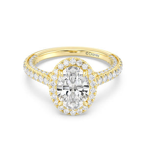 Enchanted Star Diamond And Gold Disney Princess Jasmine Cathedral Halo Engagement Ring
