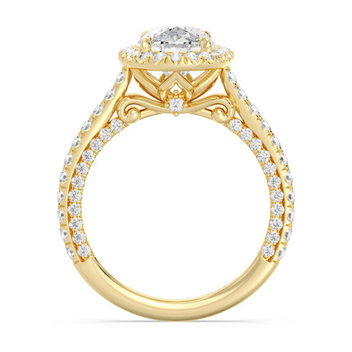 Enchanted Star Diamond And Gold Disney Princess Jasmine Cathedral Halo Engagement Ring