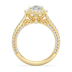 Enchanted Star Diamond And Gold Disney Princess Jasmine Cathedral Halo Engagement Ring