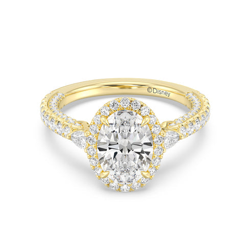 Enchanted Star Diamond And Disney Princess Jasmine Three Stone Halo Engagement Ring