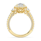 Enchanted Star Diamond And Disney Princess Jasmine Three Stone Halo Engagement Ring