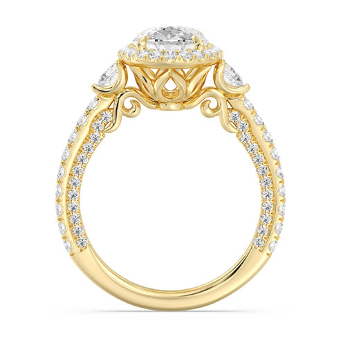 Enchanted Star Diamond And Disney Princess Jasmine Three Stone Halo Engagement Ring