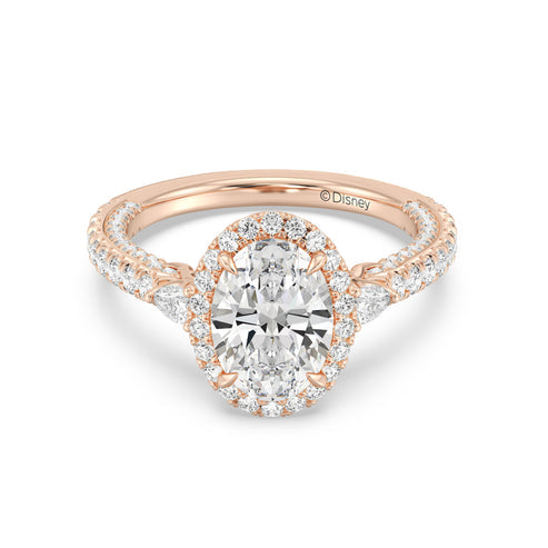 Enchanted Star Diamond And Disney Princess Jasmine Three Stone Halo Engagement Ring