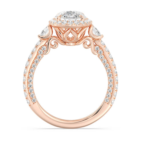 Enchanted Star Diamond And Disney Princess Jasmine Three Stone Halo Engagement Ring