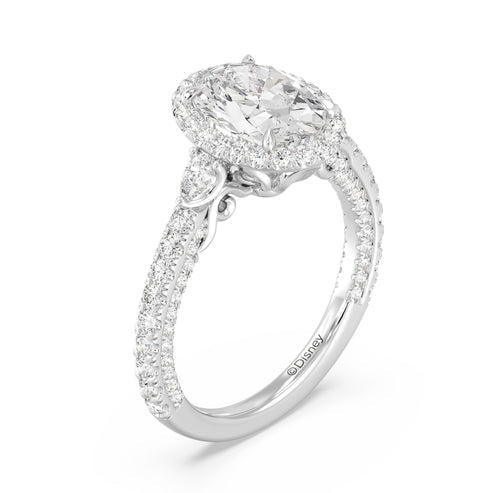 Enchanted Star Diamond And Disney Princess Jasmine Three Stone Halo Engagement Ring