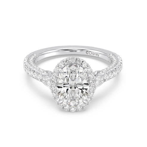 Enchanted Star Diamond And Disney Princess Jasmine Three Stone Halo Engagement Ring