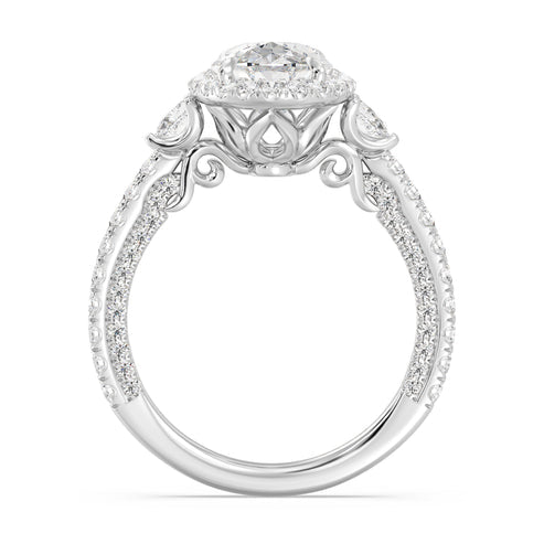 Enchanted Star Diamond And Disney Princess Jasmine Three Stone Halo Engagement Ring