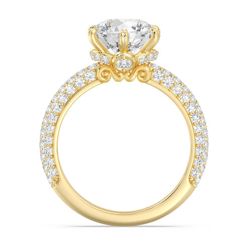 Enchanted Star Diamond And Gold Disney Princess Cinderella Under-Halo Engagement Ring