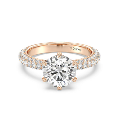Enchanted Star Diamond And Gold Disney Princess Cinderella Under-Halo Engagement Ring