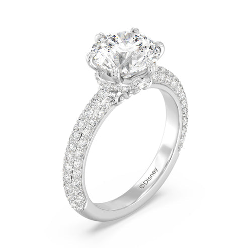 Enchanted Star Diamond And Gold Disney Princess Cinderella Under-Halo Engagement Ring