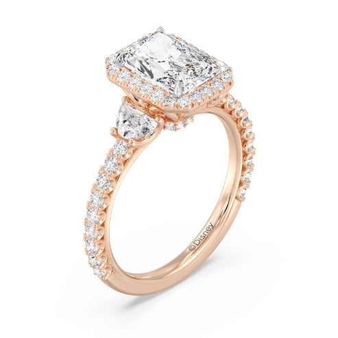 Enchanted Star Diamond And Gold Disney Princess Jasmine Half-moon Three Stone Halo Ring Secondary image