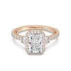 Enchanted Star Diamond And Gold Disney Princess Jasmine Half-moon Three Stone Halo Ring