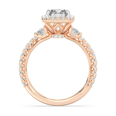 Enchanted Star Diamond And Gold Disney Princess Jasmine Half-moon Three Stone Halo Ring