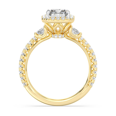 Enchanted Star Diamond And Gold Disney Princess Jasmine Half-moon Three Stone Halo Ring
