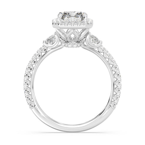 Enchanted Star Diamond And Gold Disney Princess Jasmine Half-moon Three Stone Halo Ring