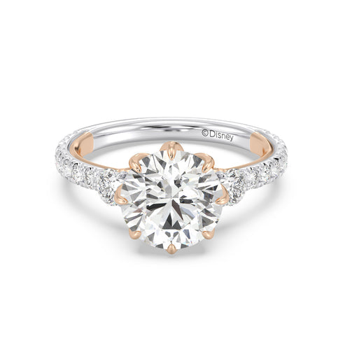 Enchanted Star Diamond And Gold Disney Princess Jasmine Three Stone Lotus Engagement Ring