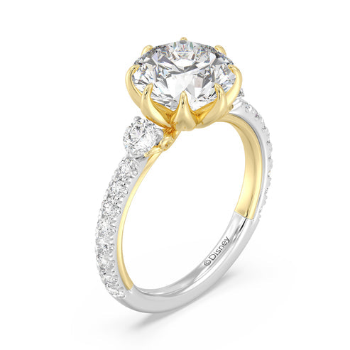 Enchanted Star Diamond And Gold Disney Princess Jasmine Three Stone Lotus Engagement Ring