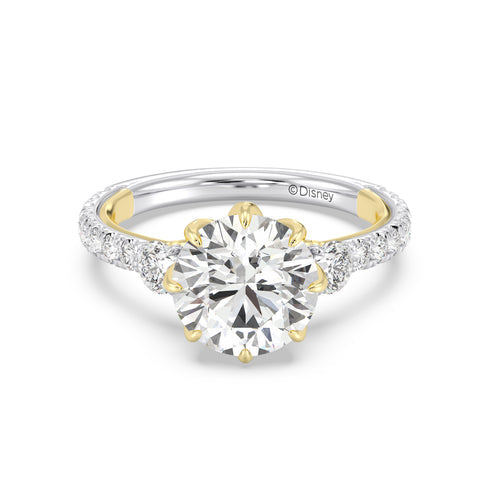 Enchanted Star Diamond And Gold Disney Princess Jasmine Three Stone Lotus Engagement Ring