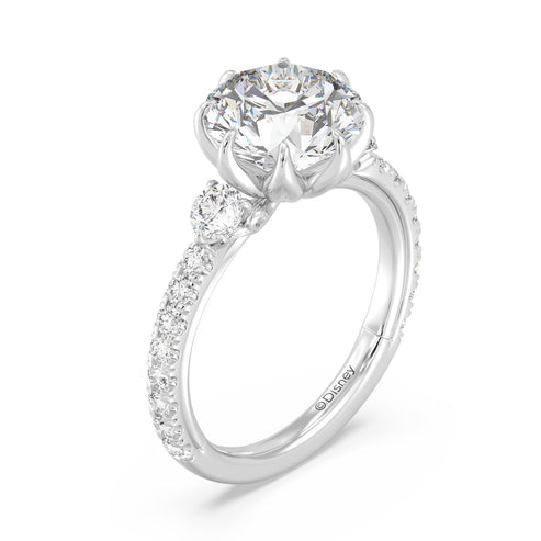 Enchanted Star Diamond And Gold Disney Princess Jasmine Three Stone Lotus Engagement Ring