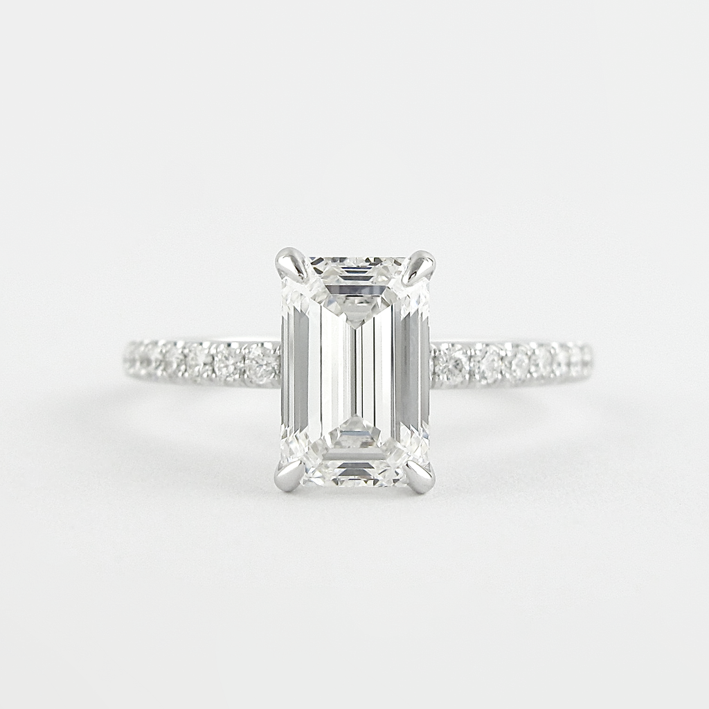 1.60 - 3.60 CT  Emerald Cut Moissanite Pave Setting Engagement Ring