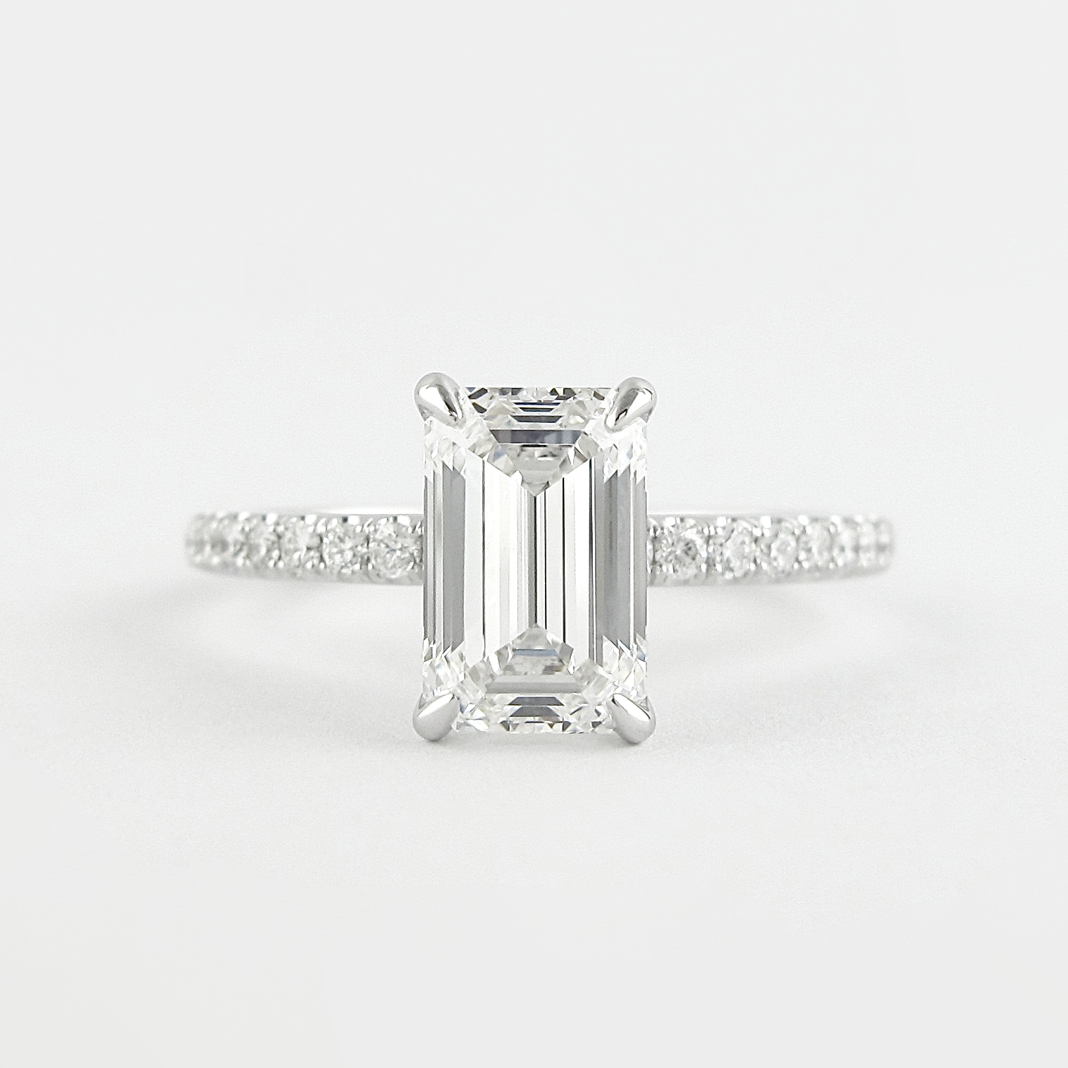 1.60 - 3.60 CT  Emerald Cut Moissanite Pave Setting Engagement Ring