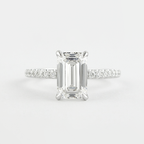 1.60 CT Emerald Cut Moissanite Pave Setting Engagement Ring