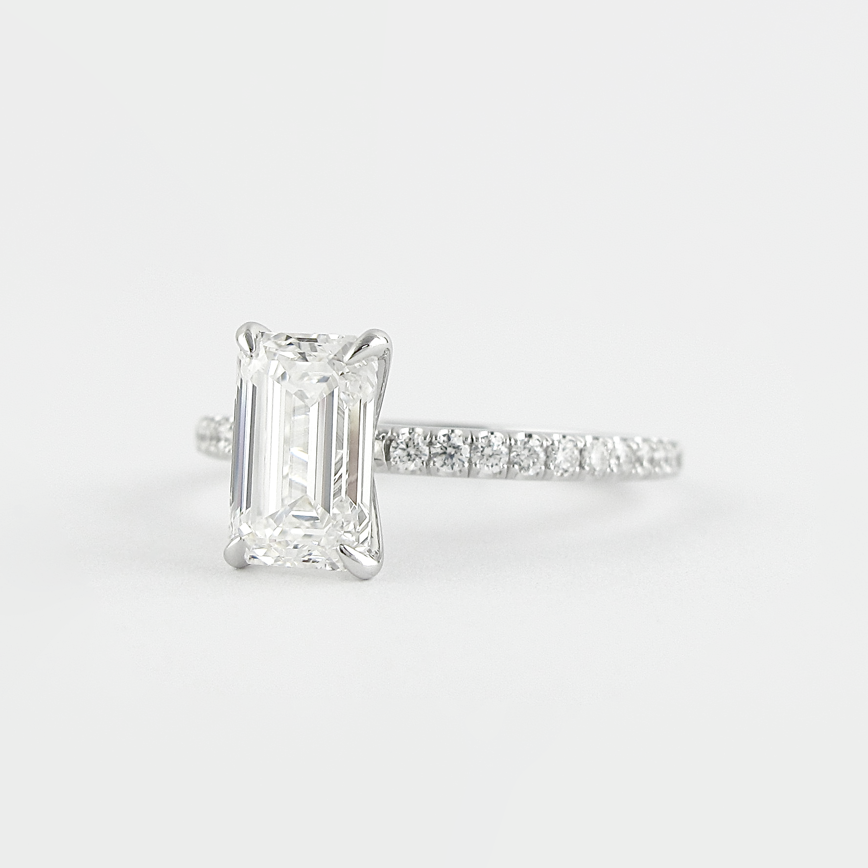 1.60 CT Emerald Cut Moissanite Pave Setting Engagement Ring
