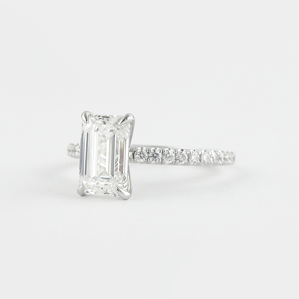 1.60 - 3.60 CT  Emerald Cut Moissanite Pave Setting Engagement Ring