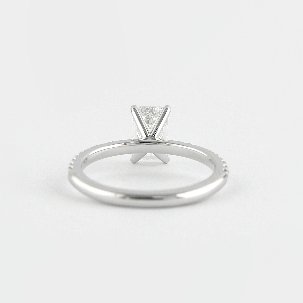 1.60 CT Emerald Cut Moissanite Pave Setting Engagement Ring