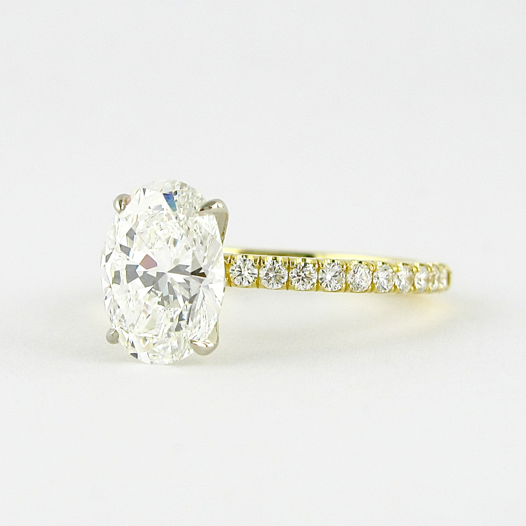 1.33 CT Oval Cut Moissanite Pave Engagement Ring