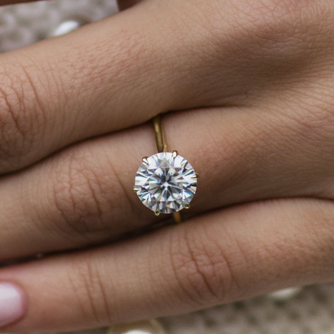 3.0 CT Round Cut Moissanite Solitaire Engagement Ring