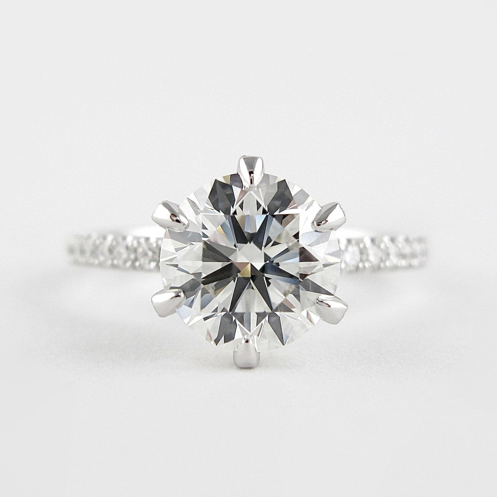 1.0 CT Round Cut Pave Style Moissanite Engagement Ring