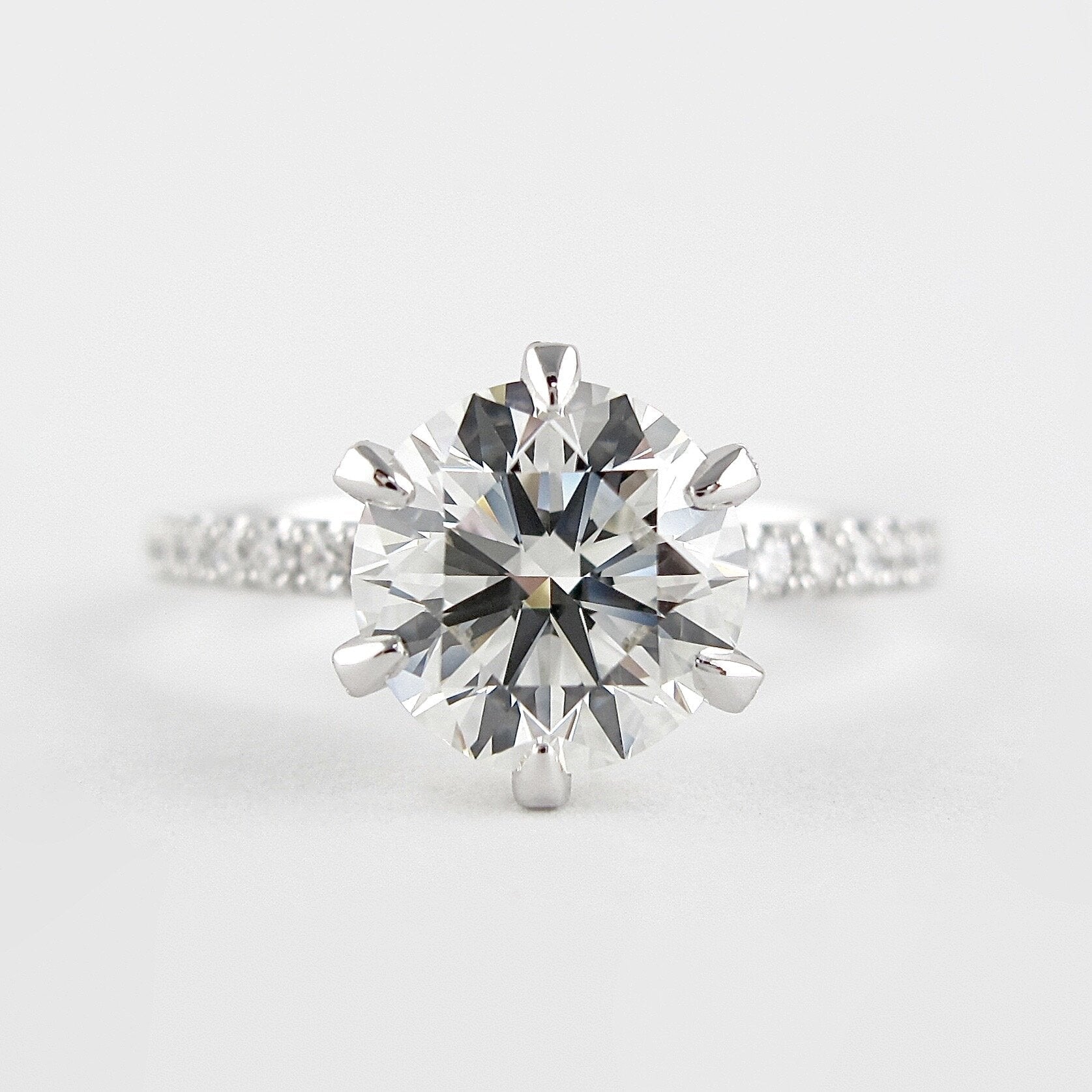 1.0 CT Round Cut Pave Style Moissanite Engagement Ring