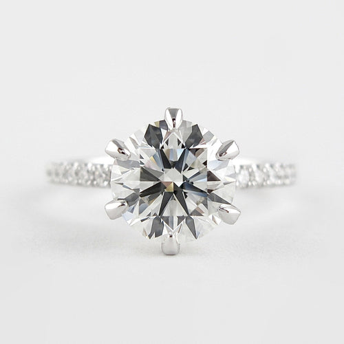 1.0 CT Round Cut Pave Style Moissanite Engagement Ring