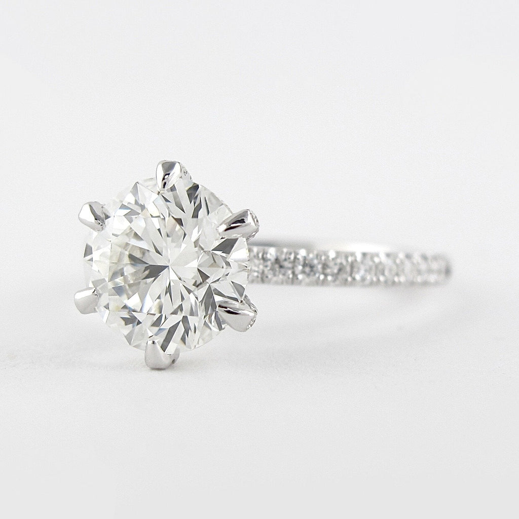 1.0 CT Round Cut Pave Style Moissanite Engagement Ring