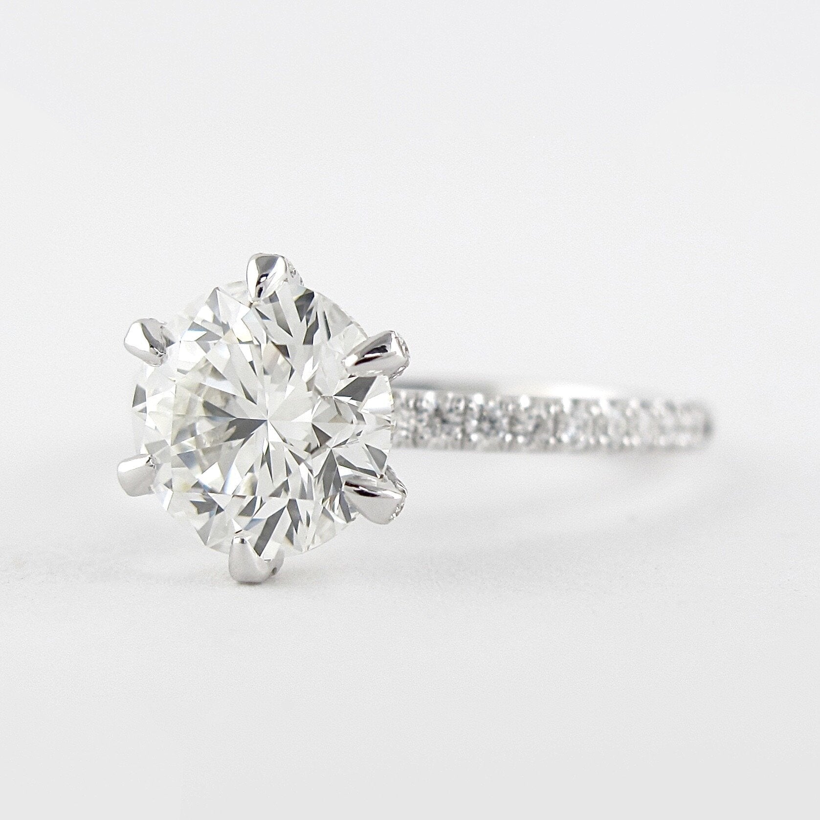 1.0 CT Round Cut Pave Style Moissanite Engagement Ring