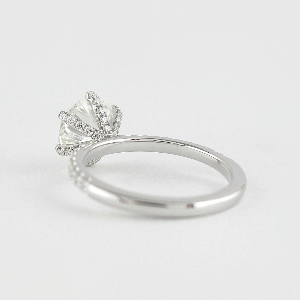 1.0 CT Round Cut Pave Style Moissanite Engagement Ring