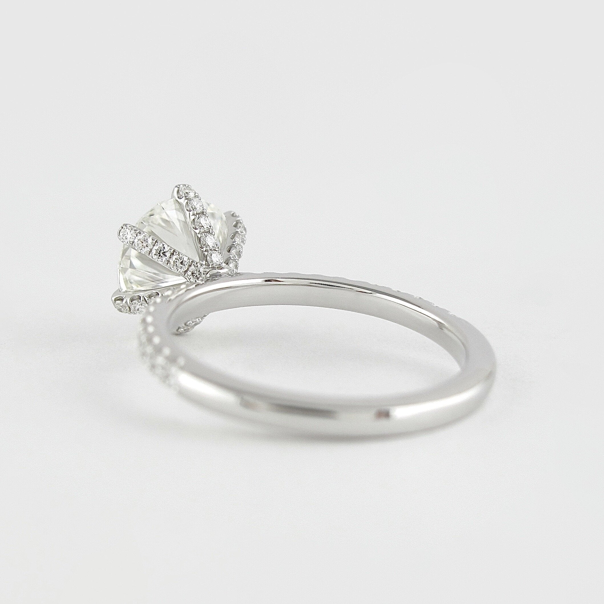 1.0 CT Round Cut Pave Style Moissanite Engagement Ring
