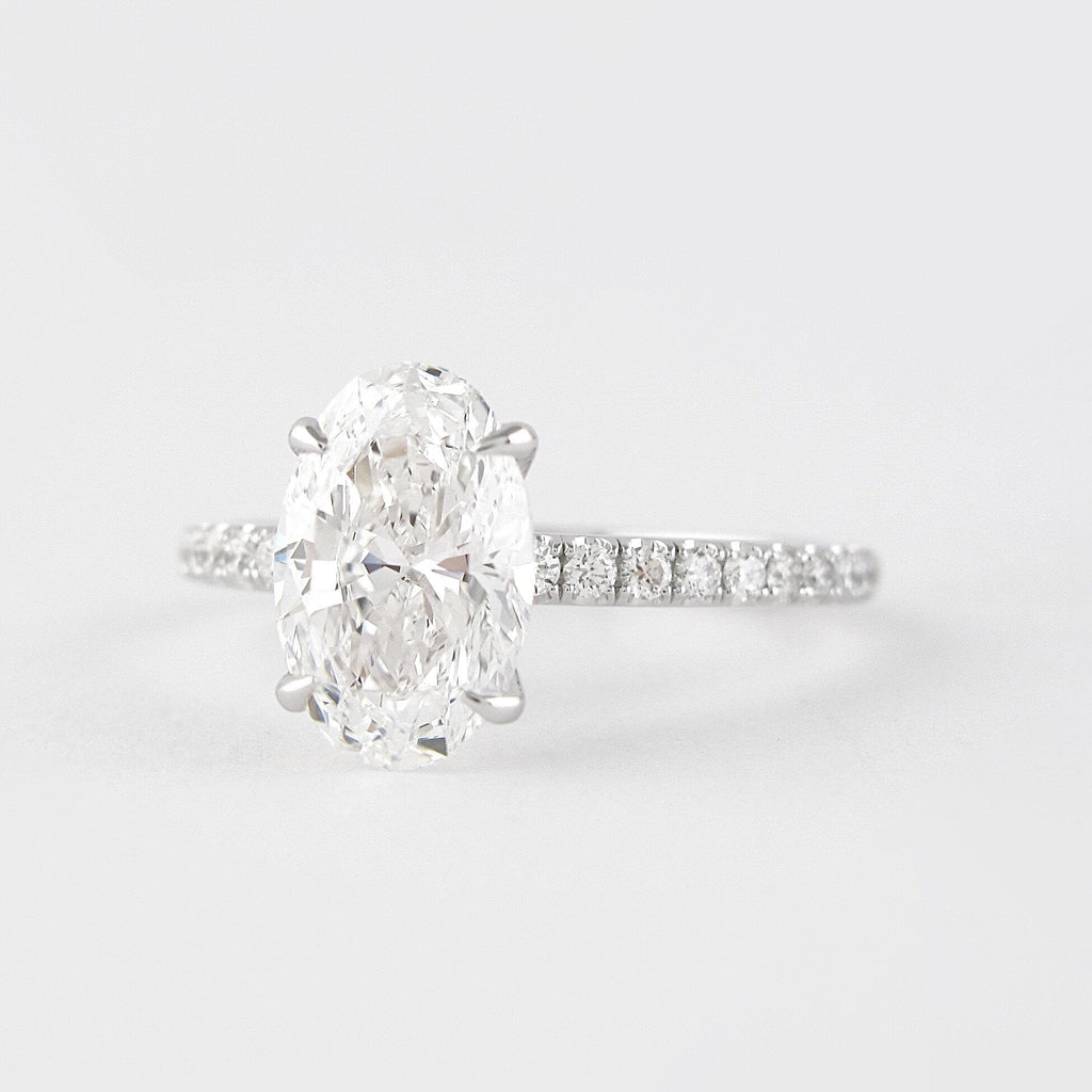 1.91 CT Oval Cut Moissanite Pave Engagement Ring