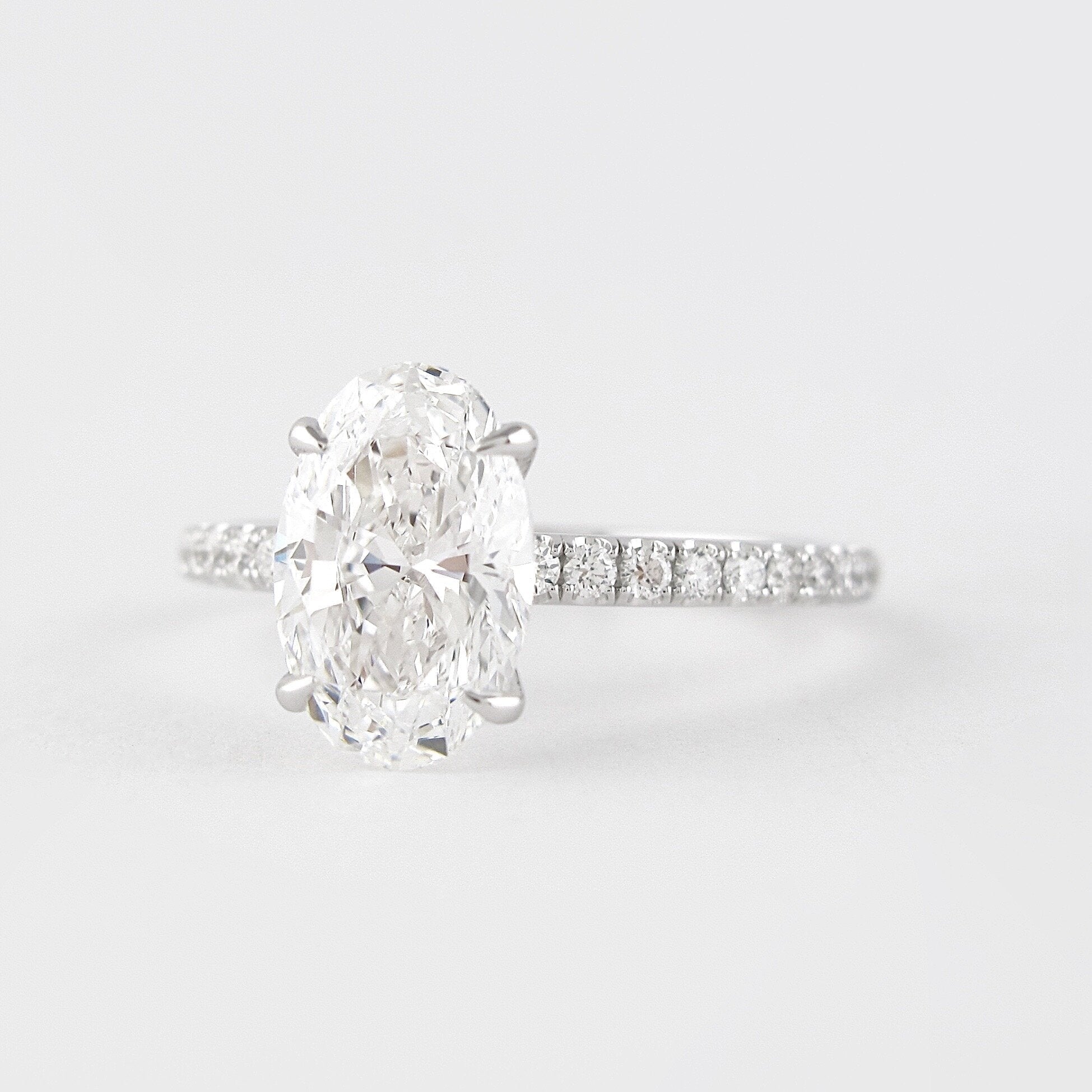 1.91 CT Oval Cut Moissanite Pave Engagement Ring