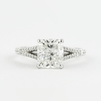 1.20 CT Cushion Cut Pave & Split Shank Moissanite Engagement Ring