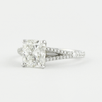 1.20 CT Cushion Cut Pave & Split Shank Moissanite Engagement Ring