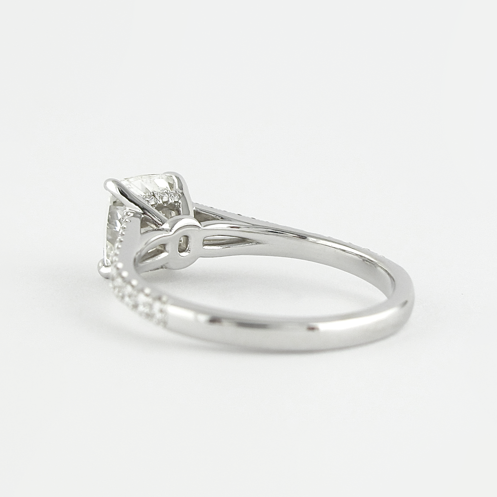 1.20 CT Cushion Cut Pave & Split Shank Moissanite Engagement Ring