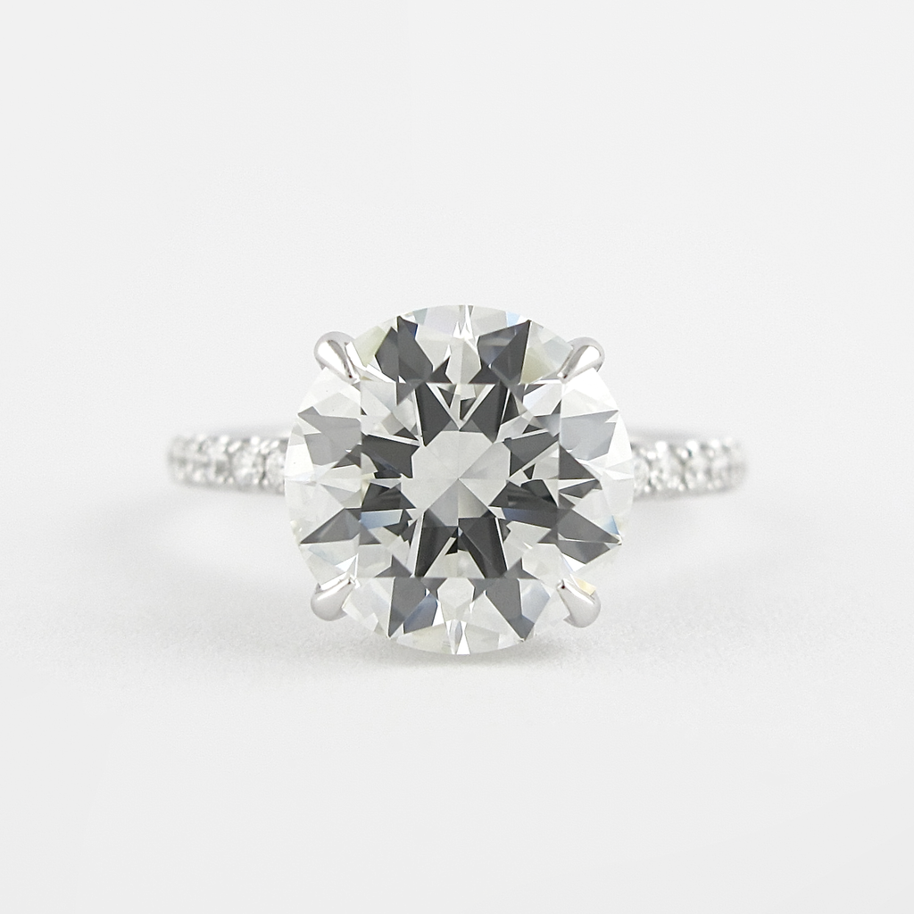1.50 CT Round Moissanite Pave Engagement Ring