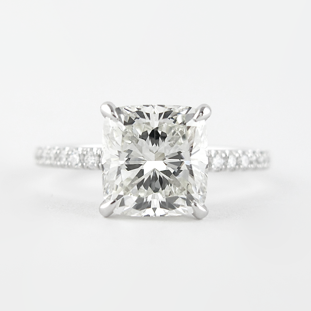 1.80 CT Cushion Cut Moissanite Pave Engagement Ring