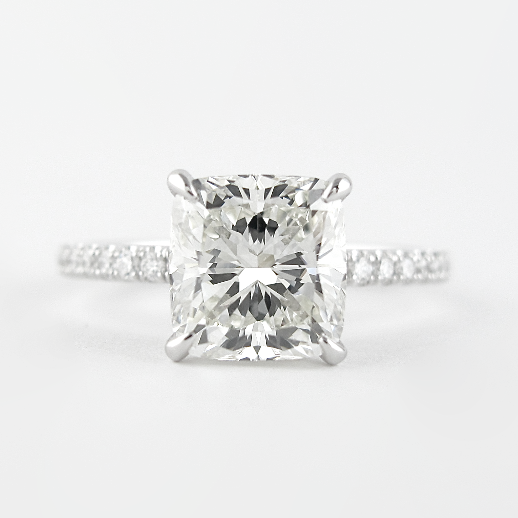 1.80 CT Cushion Cut Moissanite Pave Engagement Ring