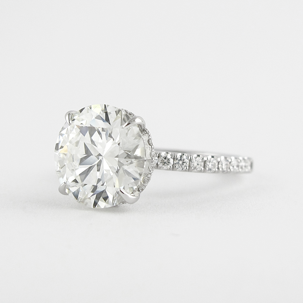 1.50 CT Round Moissanite Pave Engagement Ring