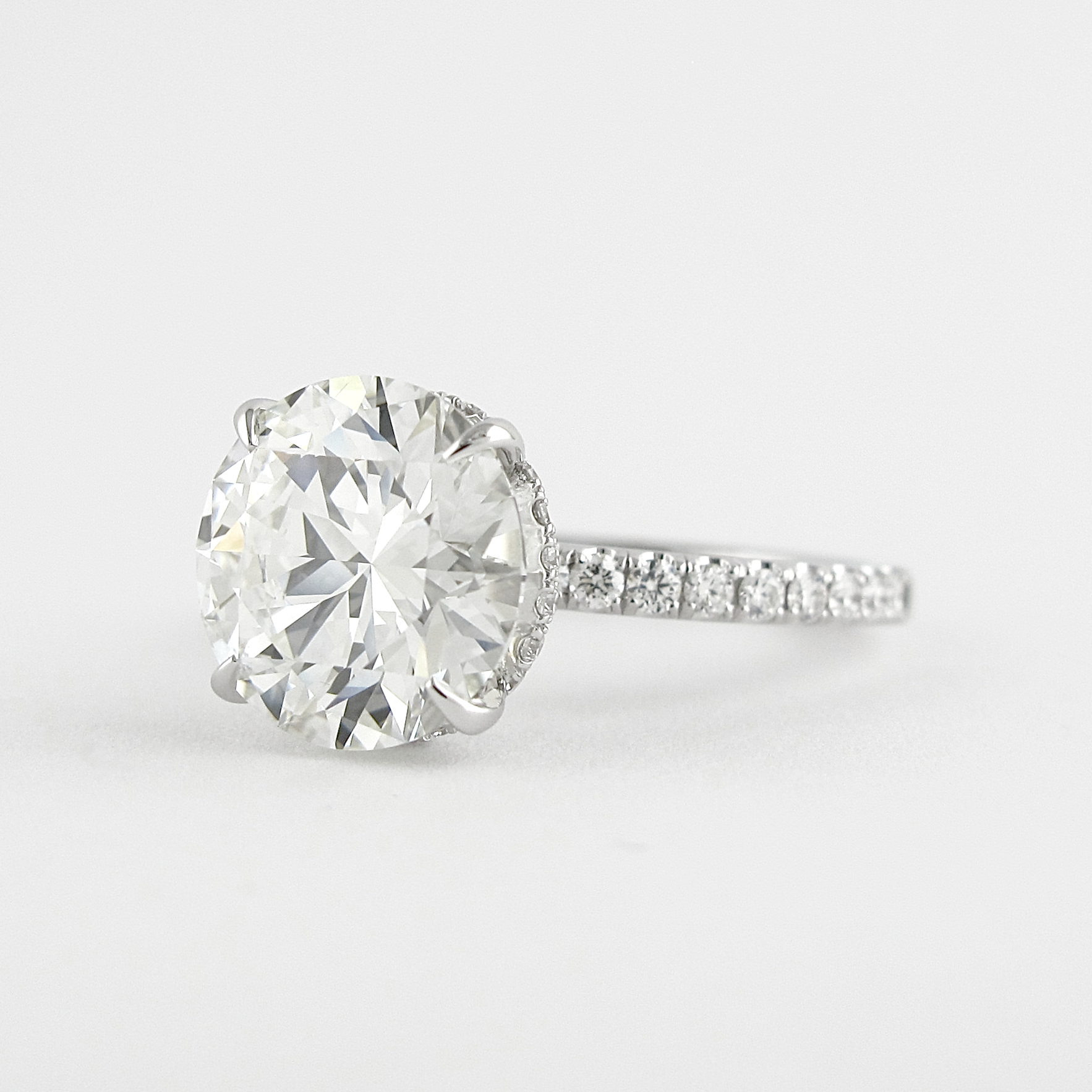 1.50 CT Round Moissanite Pave Engagement Ring