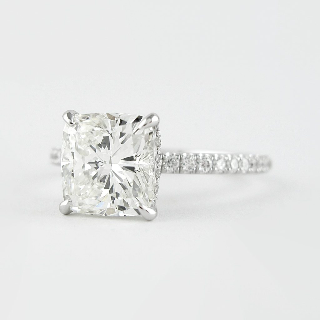 1.80 CT Cushion Cut Moissanite Pave Engagement Ring